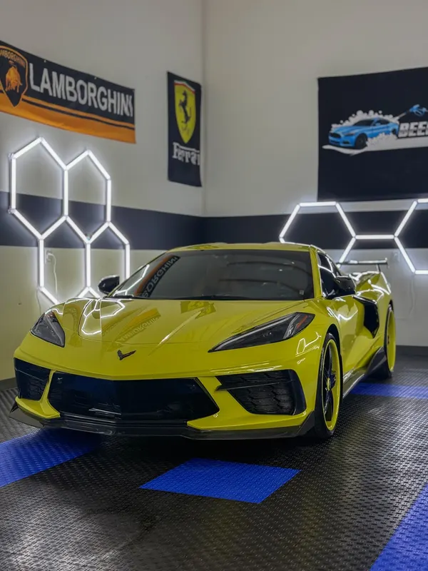 Chevrolet Corvette C8 — 10-year ceramic coating + full ceramic window tint, by Beebe Luxury Auto Detail